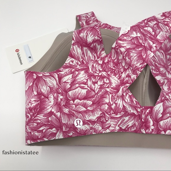 NWT lululemon Enlite bra FBWR pink floral white - Picture 5 of 7